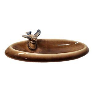 Vintage Wade Bird Bath Trinket Dish Brown Ceramic Made in England 5.5"